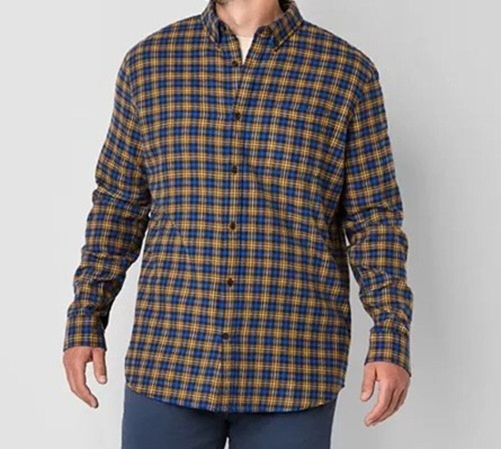 St Johns Bay 4XL Shirt Mystical Blue Plaid Pocket Classic Fit Super Soft Flannel